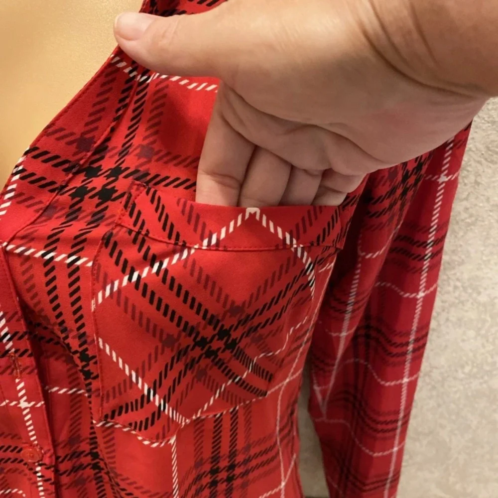 Express Red Plaid Button Down Shirt